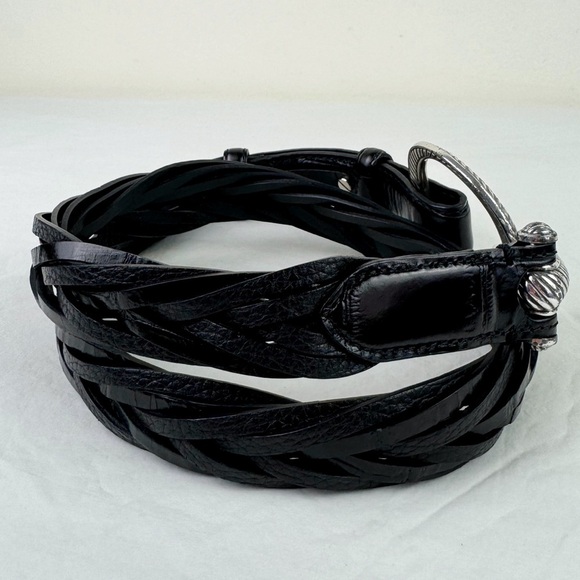 Brighton Vintage Black Leather Braided O-ring Belt - Picture 6 of 10